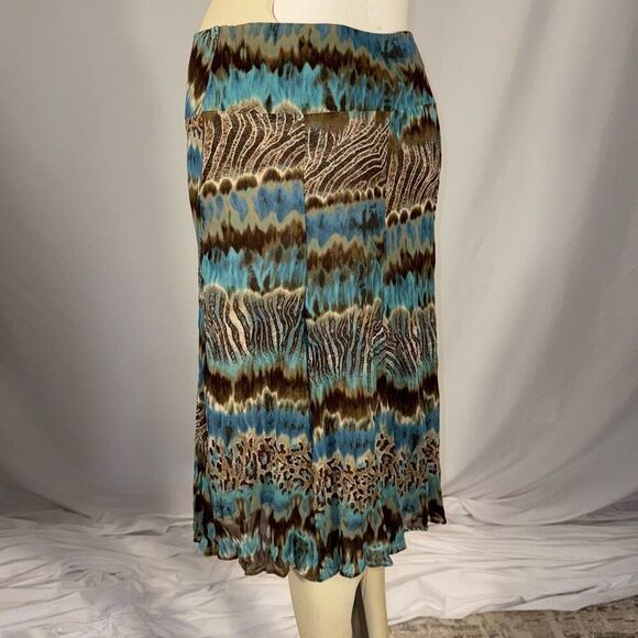 Vintage Animal Print Double Layered Chiffon Midi Skirt Size 4 - Picture 7 of 13